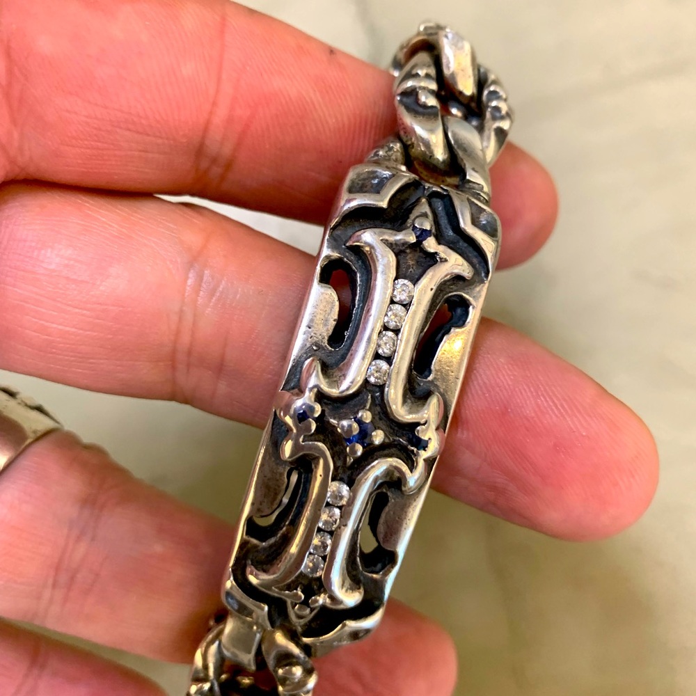 COPY - CHROME HEARTS Sterling Silver with White Diamonds and Sapphires 8 inches